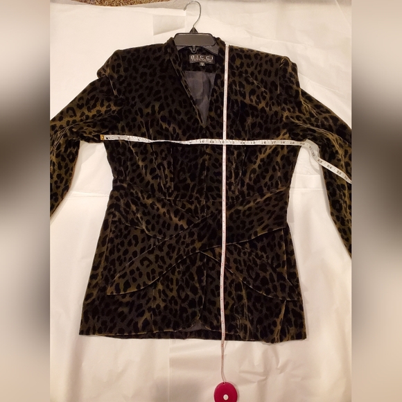 Bicci Leopard Print Olive & Black Velvet 100% Cotton Jacket with Tie - Picture 8 of 13
